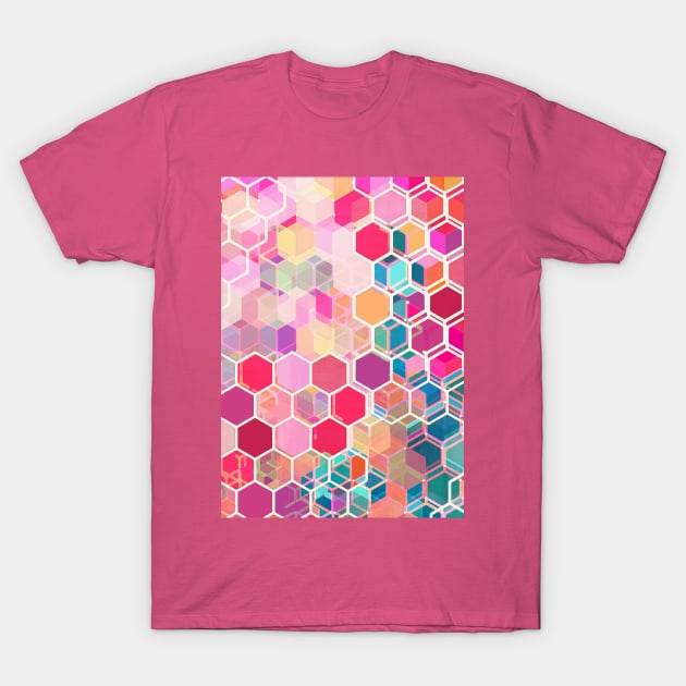 Rainbow Honeycomb - colorful hexagon pattern T-Shirt by micklyn